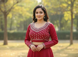 Elegant Maroon Embroidered Readymade Blouse for Women | Designer Party Wear Blouse