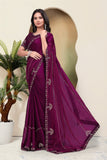 Elegant wine Designer Saree with Intricate Embroidery