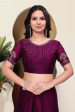 Elegant wine Designer Saree with Intricate Embroidery