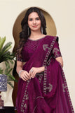 Elegant wine Designer Saree with Intricate Embroidery