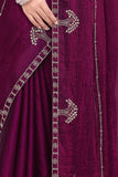 Elegant wine Designer Saree with Intricate Embroidery