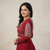 Elegant Maroon Embroidered Readymade Blouse for Women | Designer Party Wear Blouse