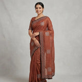 Elegant Brown Stone Work Saree with Designer Border | Party Wear & Festive Collection